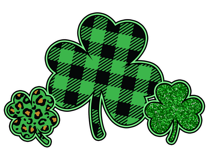 Cute St Patrick's Day Plaid Leopard Print Shamrocks Clovers Kids Sweatshirt